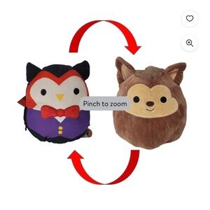 NWT SQUISHMALLOWS Flip a Mallow 12" Wade Werewolf Quill the Vampire Two Sides